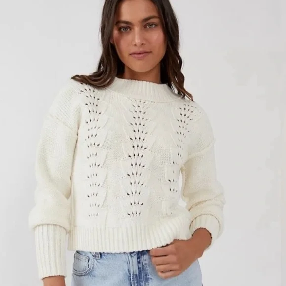 🍒NWT Free People Bell Song Pullover in Bones White. Size: Medium - Picture 2 of 10